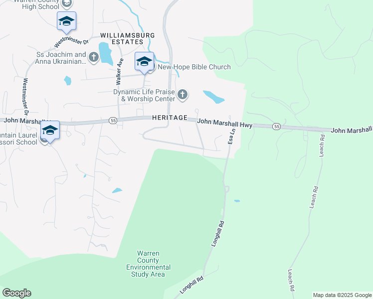 map of restaurants, bars, coffee shops, grocery stores, and more near 1711 W Commonwealth Dr in Front Royal