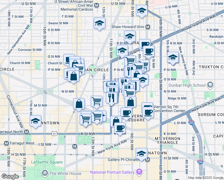 map of restaurants, bars, coffee shops, grocery stores, and more near 101 Independence Avenue Southeast in Washington