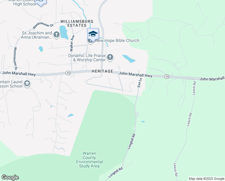 map of restaurants, bars, coffee shops, grocery stores, and more near 1711 W Commonwealth Dr in Front Royal