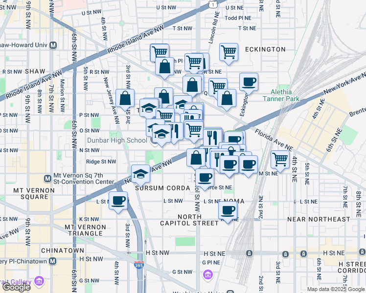 map of restaurants, bars, coffee shops, grocery stores, and more near 101 Independence Avenue Southeast in Washington