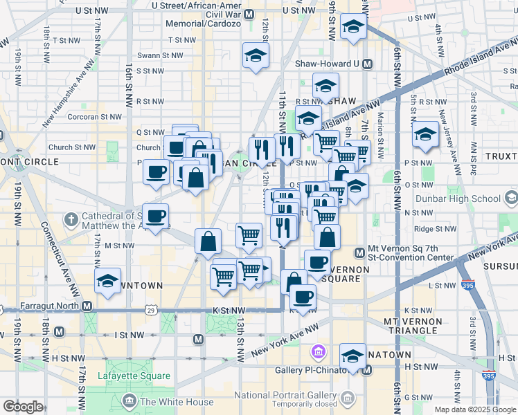map of restaurants, bars, coffee shops, grocery stores, and more near 101 Independence Avenue Southeast in Washington