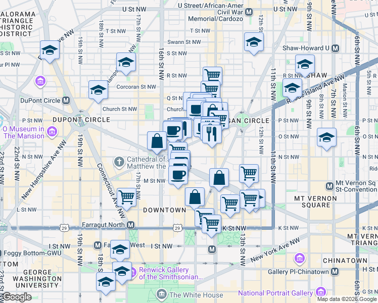 map of restaurants, bars, coffee shops, grocery stores, and more near 101 Independence Avenue Southeast in Washington