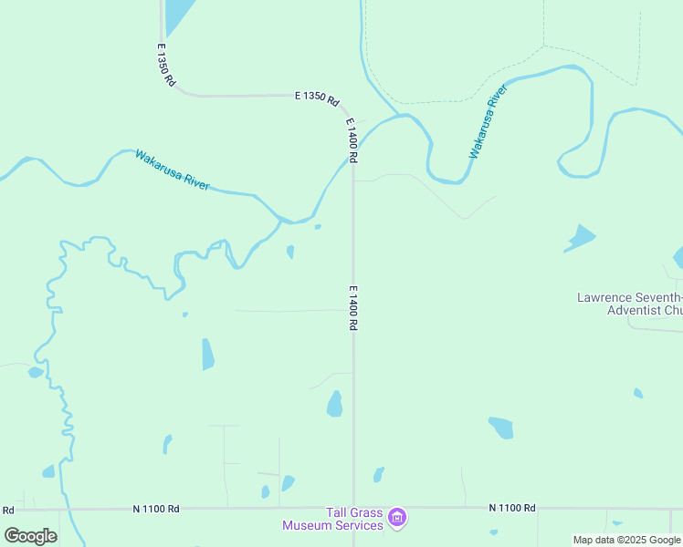 map of restaurants, bars, coffee shops, grocery stores, and more near 1165 East 1400 Road in Lawrence