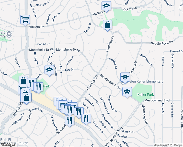 map of restaurants, bars, coffee shops, grocery stores, and more near 5127 Mira Loma Circle in Colorado Springs