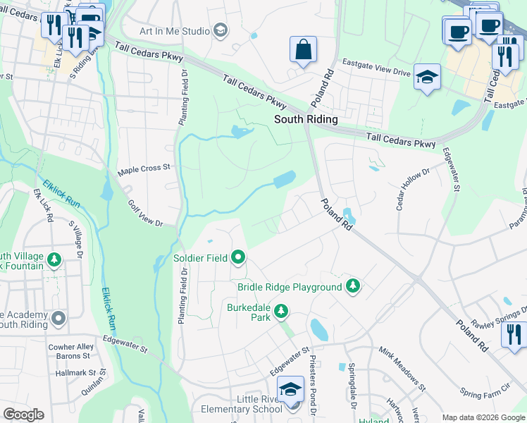 map of restaurants, bars, coffee shops, grocery stores, and more near 43420 Inas Pond Drive in Chantilly