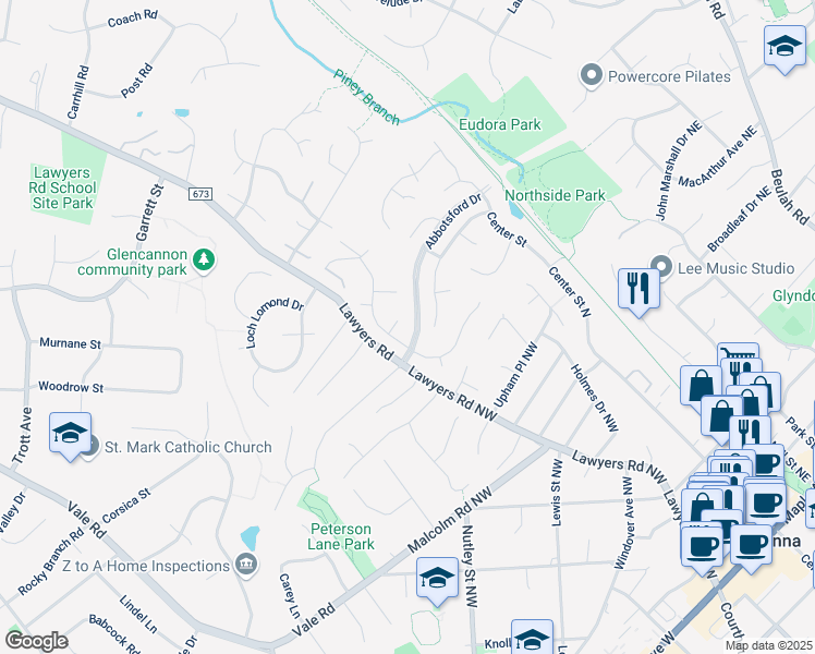 map of restaurants, bars, coffee shops, grocery stores, and more near 2143 Deed Court in Vienna