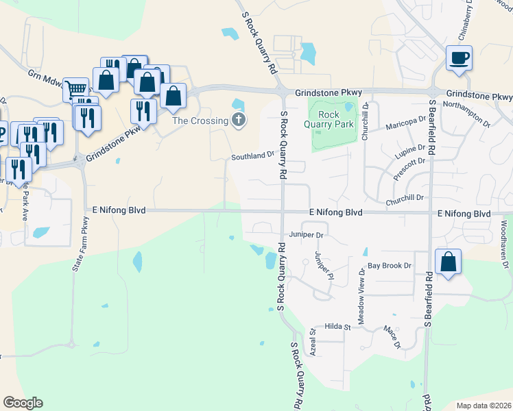 map of restaurants, bars, coffee shops, grocery stores, and more near 1618 Telluride Lane in Columbia