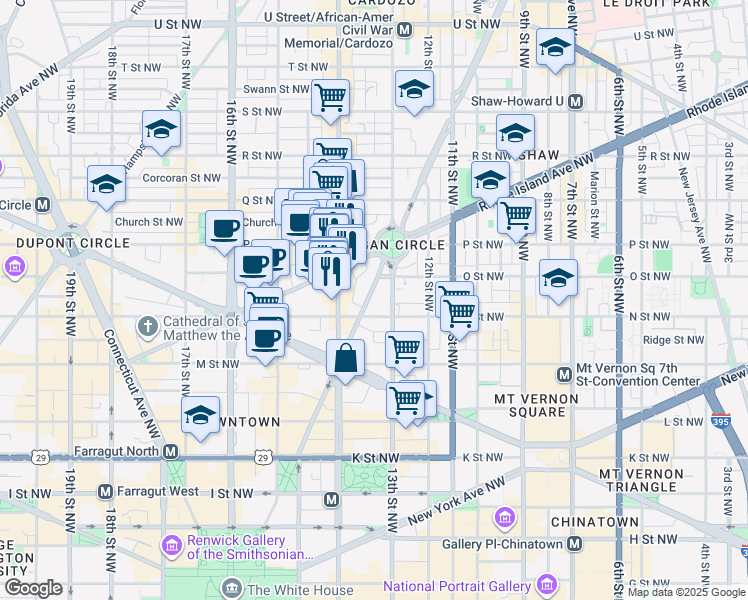 map of restaurants, bars, coffee shops, grocery stores, and more near 101 Independence Avenue Southeast in Washington
