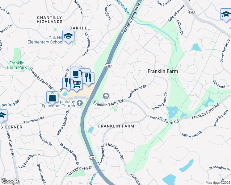 map of restaurants, bars, coffee shops, grocery stores, and more near 13169 Autumn Hill Lane in Herndon