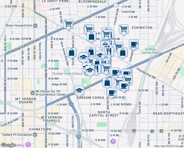 map of restaurants, bars, coffee shops, grocery stores, and more near 101 Independence Avenue Southeast in Washington