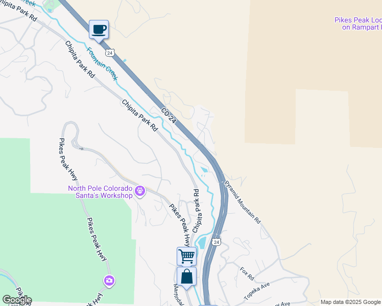map of restaurants, bars, coffee shops, grocery stores, and more near 8338 U.S. 24 in Cascade-Chipita Park