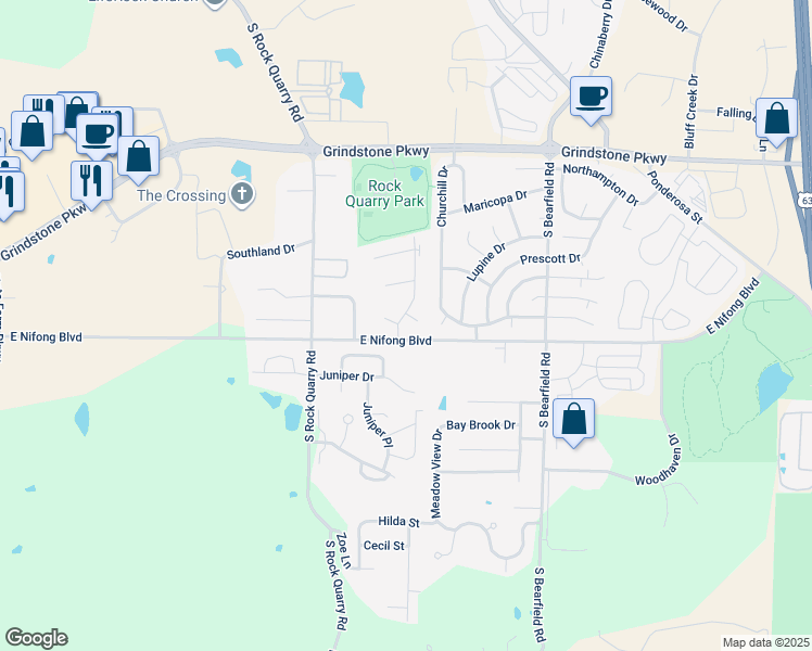 map of restaurants, bars, coffee shops, grocery stores, and more near 3713 Hermitage Road in Columbia