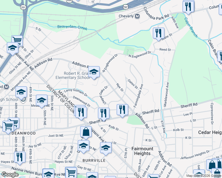 map of restaurants, bars, coffee shops, grocery stores, and more near 101 Independence Avenue Southeast in Washington