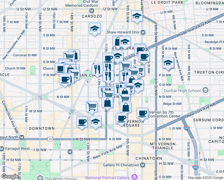 map of restaurants, bars, coffee shops, grocery stores, and more near 101 Independence Avenue Southeast in Washington