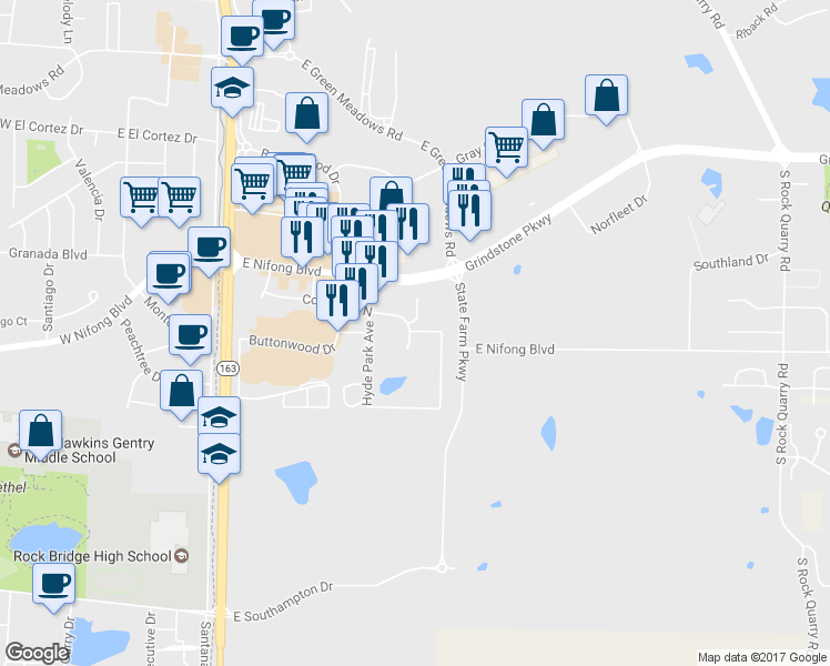 map of restaurants, bars, coffee shops, grocery stores, and more near 931 Cooper Drive North in Columbia