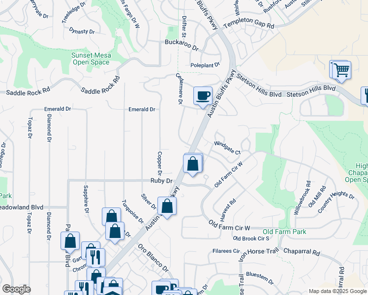 map of restaurants, bars, coffee shops, grocery stores, and more near 4770 Farmingdale Drive in Colorado Springs