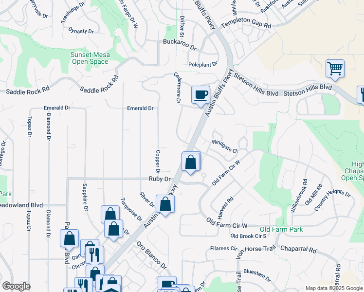 map of restaurants, bars, coffee shops, grocery stores, and more near 4770 Farmingdale Drive in Colorado Springs