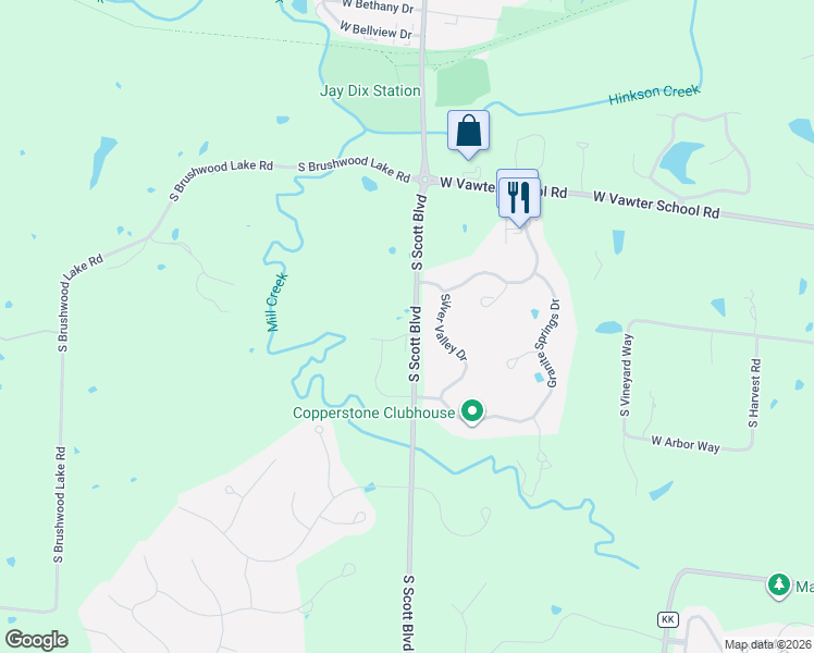 map of restaurants, bars, coffee shops, grocery stores, and more near 4309 Silver Valley Drive in Columbia
