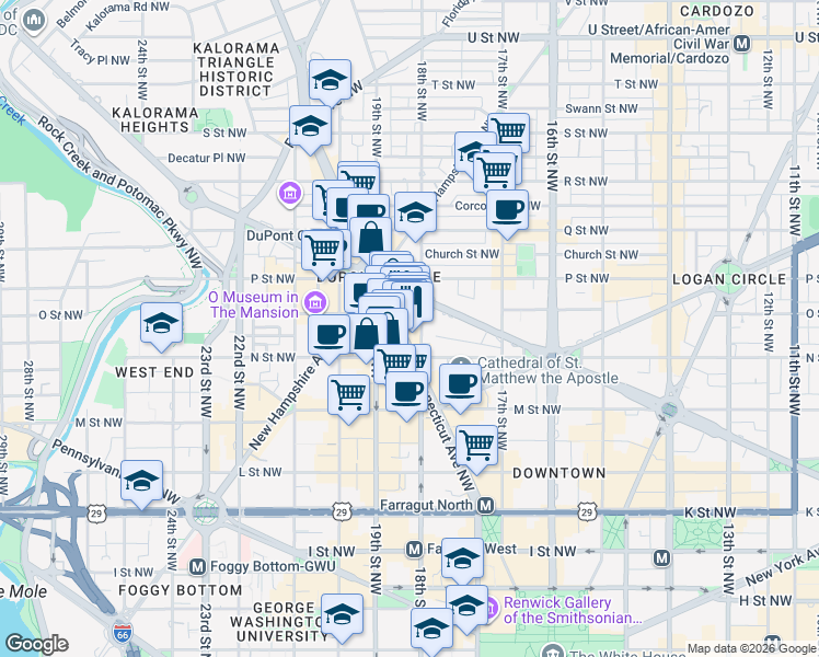 map of restaurants, bars, coffee shops, grocery stores, and more near 101 Independence Avenue Southeast in Washington