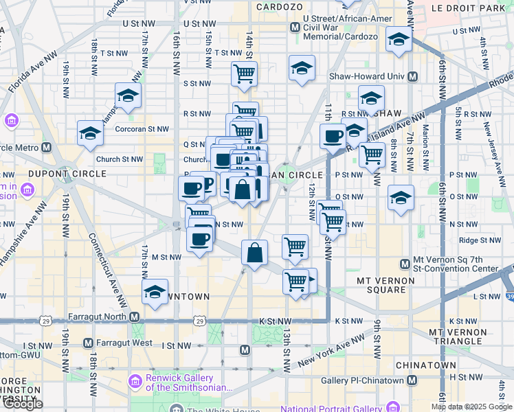 map of restaurants, bars, coffee shops, grocery stores, and more near 101 Independence Avenue Southeast in Washington