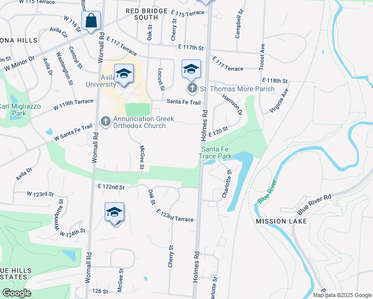 map of restaurants, bars, coffee shops, grocery stores, and more near 12110 Holmes Road in Kansas City