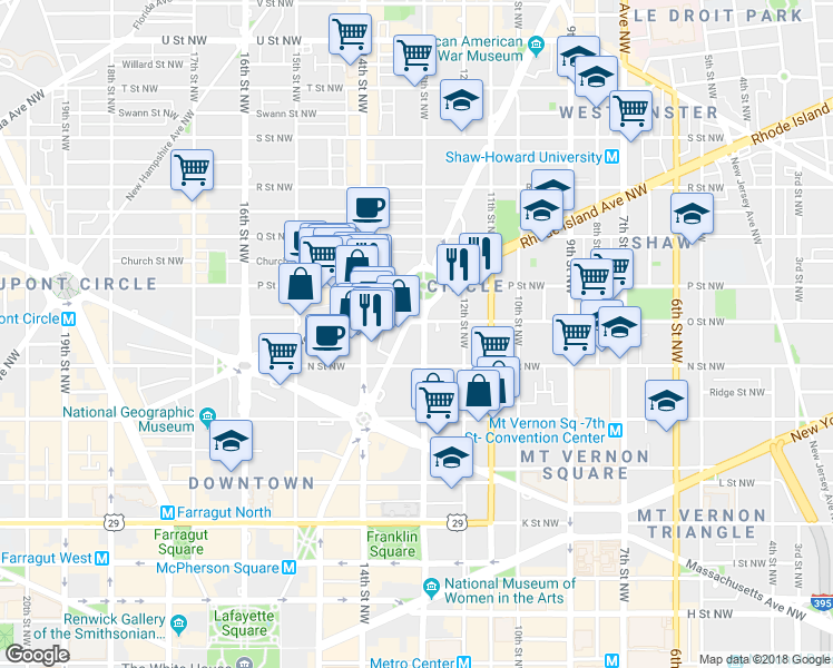 map of restaurants, bars, coffee shops, grocery stores, and more near 101 Independence Avenue Southeast in Washington