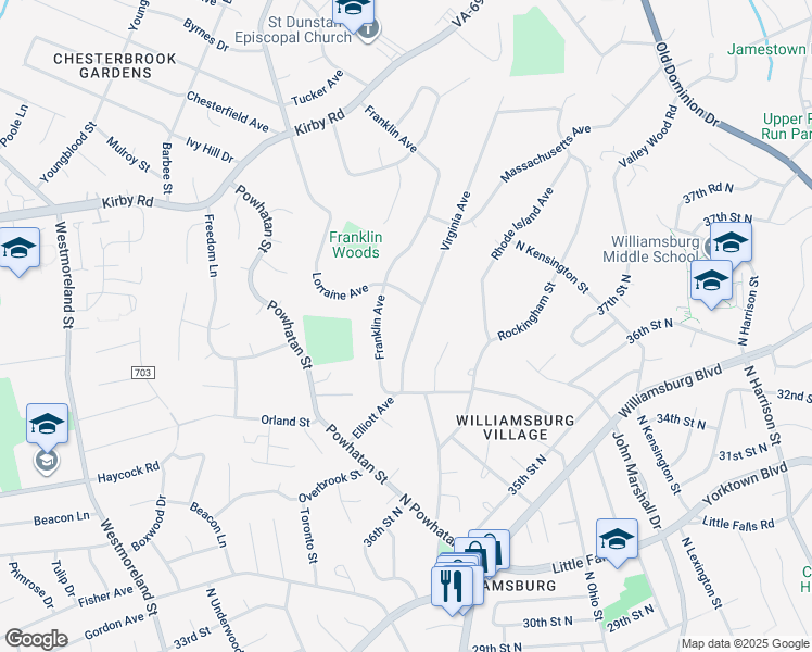 map of restaurants, bars, coffee shops, grocery stores, and more near 2028 Virginia Avenue in McLean