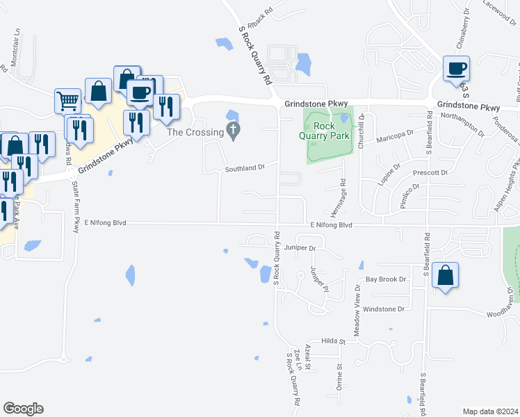 map of restaurants, bars, coffee shops, grocery stores, and more near 1714 Telluride Lane in Columbia