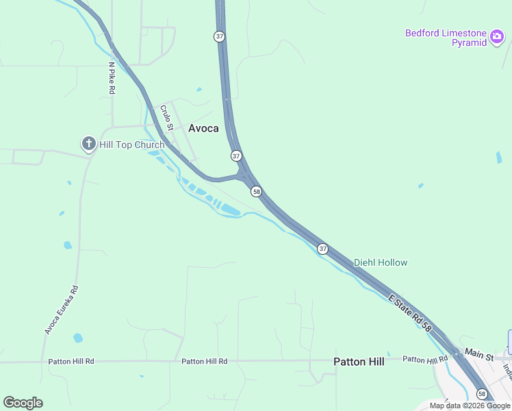 map of restaurants, bars, coffee shops, grocery stores, and more near 8764 Saint Road 54 West in Avoca