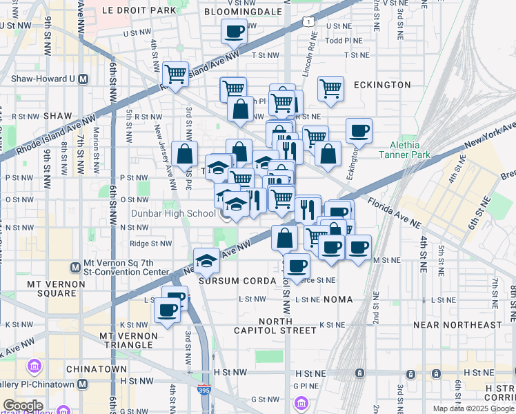 map of restaurants, bars, coffee shops, grocery stores, and more near 101 Independence Avenue Southeast in Washington