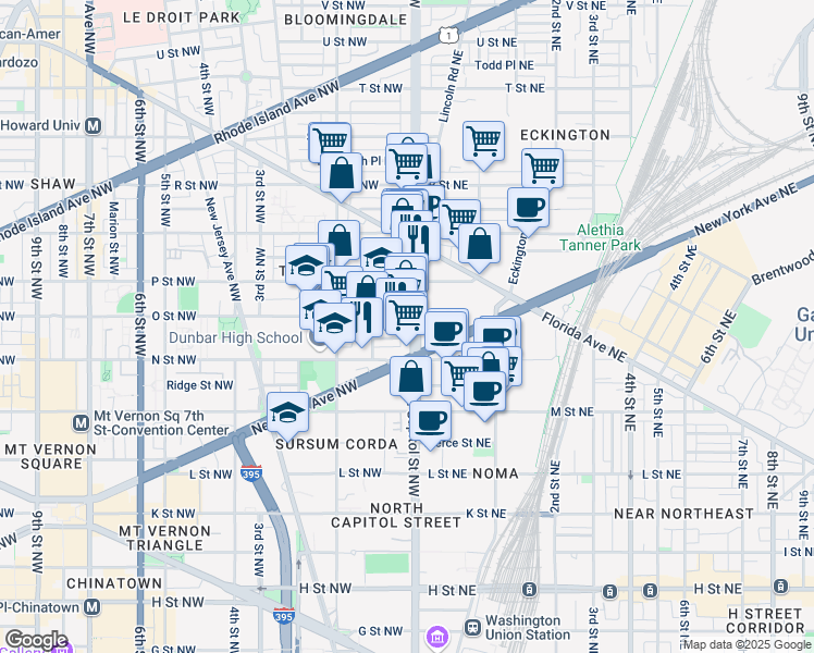 map of restaurants, bars, coffee shops, grocery stores, and more near 101 Independence Avenue Southeast in Washington