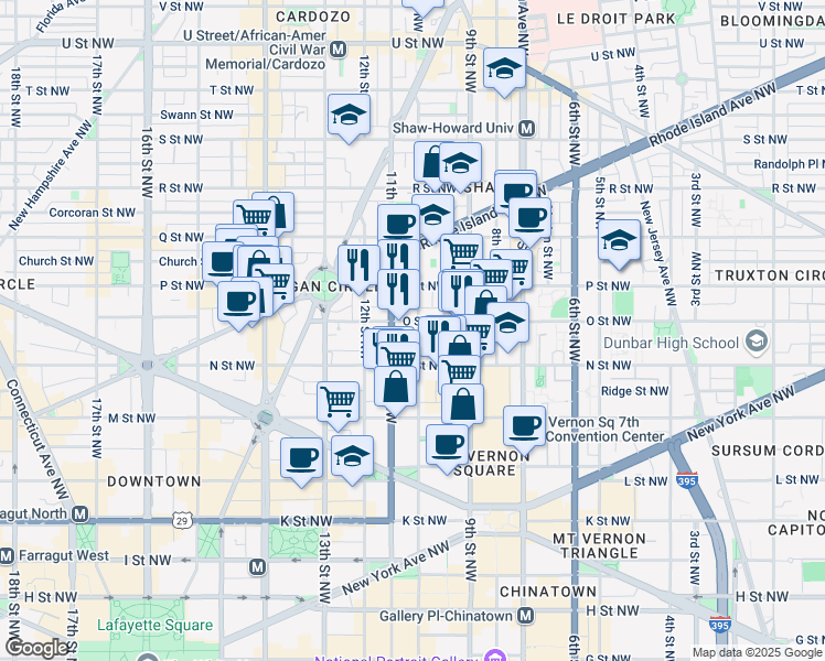 map of restaurants, bars, coffee shops, grocery stores, and more near 101 Independence Avenue Southeast in Washington