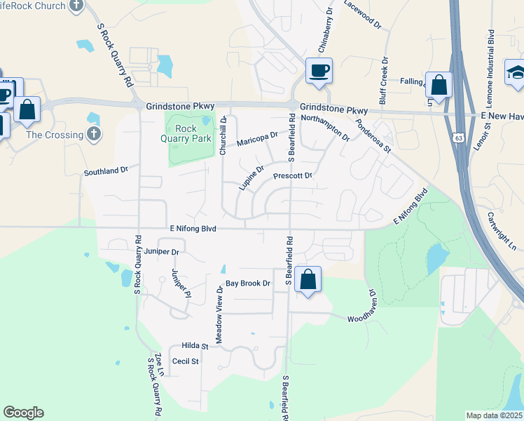 map of restaurants, bars, coffee shops, grocery stores, and more near 3708 Pimlico Drive in Columbia