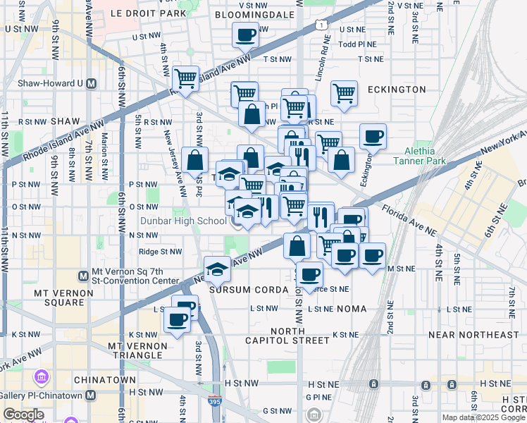 map of restaurants, bars, coffee shops, grocery stores, and more near 101 Independence Avenue Southeast in Washington