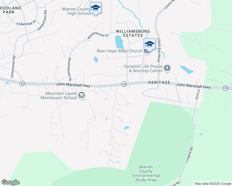 map of restaurants, bars, coffee shops, grocery stores, and more near 206 Locust Dale Road in Front Royal