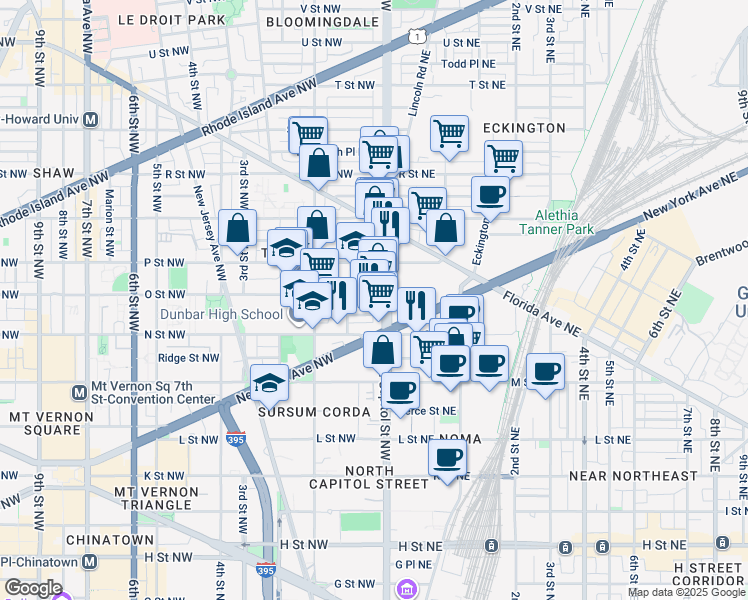 map of restaurants, bars, coffee shops, grocery stores, and more near 101 Independence Avenue Southeast in Washington