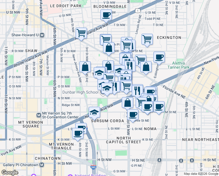map of restaurants, bars, coffee shops, grocery stores, and more near 101 Independence Avenue Southeast in Washington