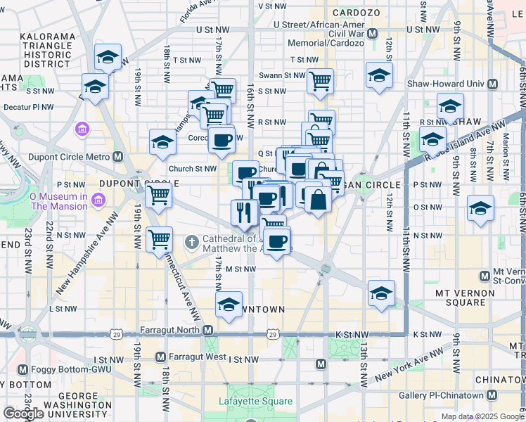 map of restaurants, bars, coffee shops, grocery stores, and more near 101 Independence Avenue Southeast in Washington
