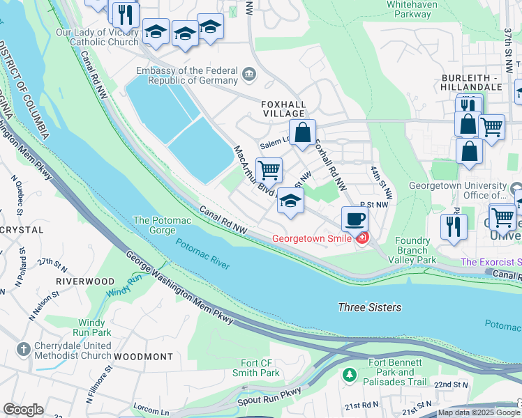 map of restaurants, bars, coffee shops, grocery stores, and more near 4606 Greene Place Northwest in Washington