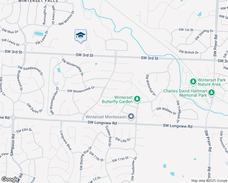 map of restaurants, bars, coffee shops, grocery stores, and more near 2413 Southwest Wintercreek Court in Lee's Summit