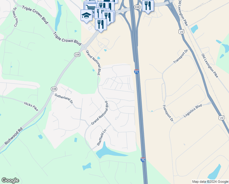 map of restaurants, bars, coffee shops, grocery stores, and more near 257 Trifecta Court in Walton
