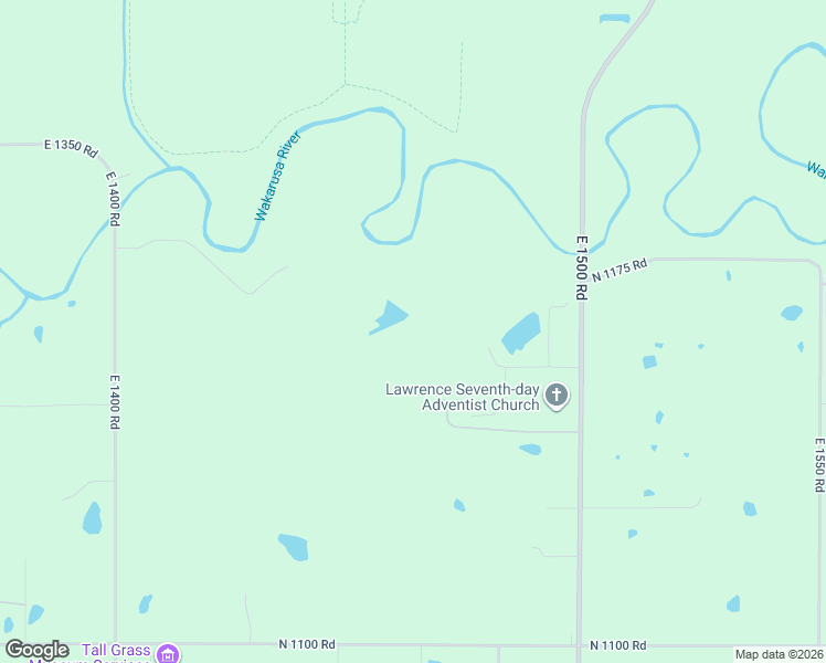 map of restaurants, bars, coffee shops, grocery stores, and more near 1145 East 1500 Road in Lawrence