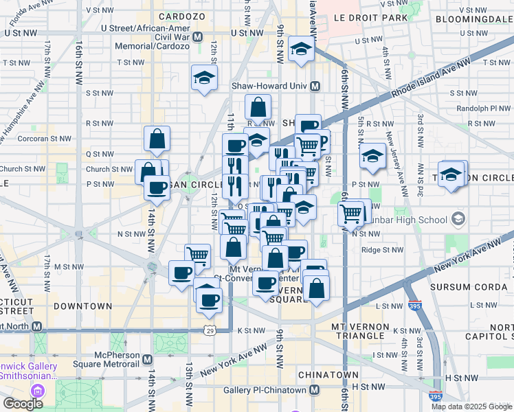 map of restaurants, bars, coffee shops, grocery stores, and more near 101 Independence Avenue Southeast in Washington