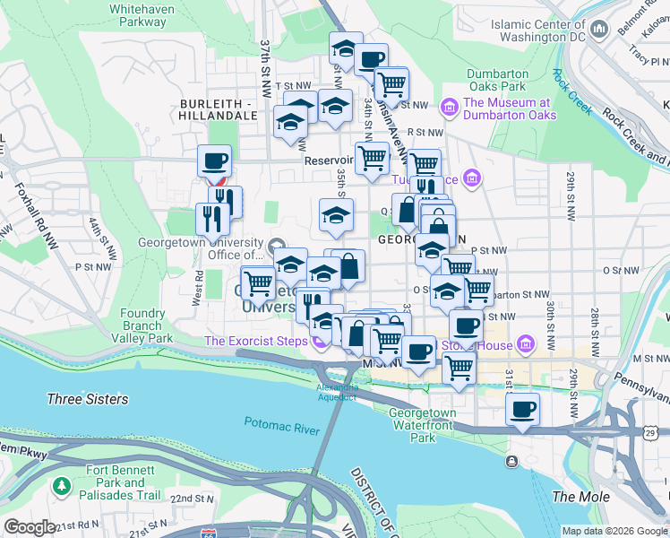 map of restaurants, bars, coffee shops, grocery stores, and more near 101 Independence Avenue Southeast in Washington