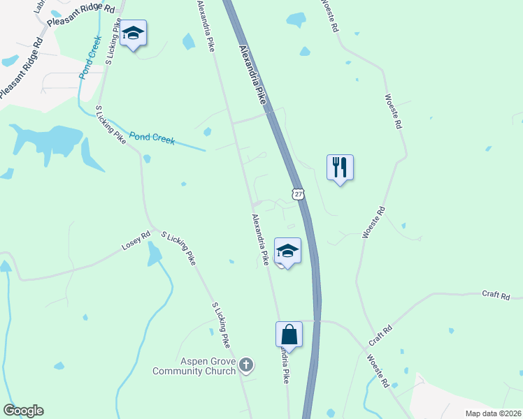 map of restaurants, bars, coffee shops, grocery stores, and more near 10608 Christa Court in Alexandria