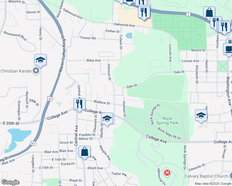 map of restaurants, bars, coffee shops, grocery stores, and more near 1100 Cardinal Street in Alton