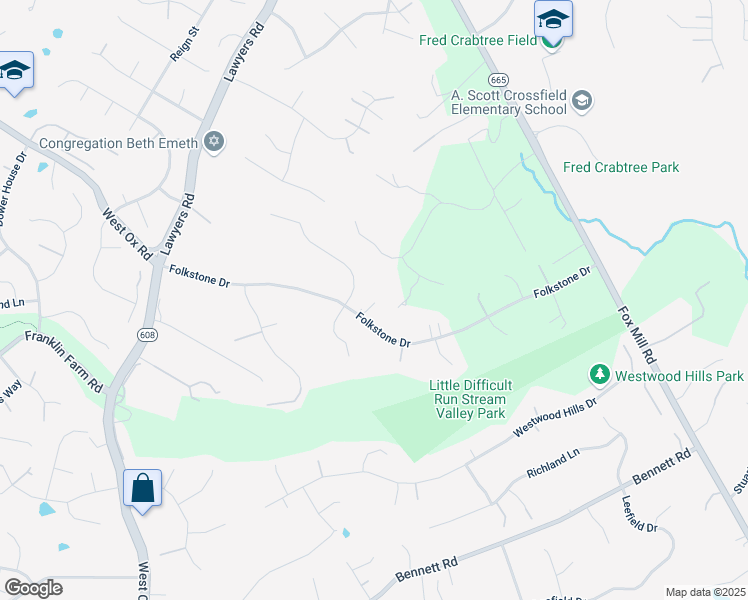 map of restaurants, bars, coffee shops, grocery stores, and more near 12234 Folkstone Drive in Herndon
