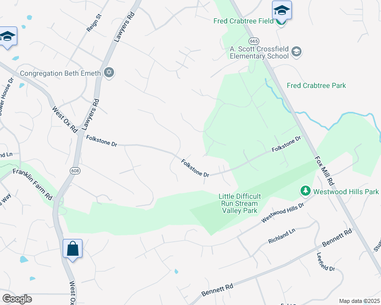 map of restaurants, bars, coffee shops, grocery stores, and more near 12234 Folkstone Drive in Herndon