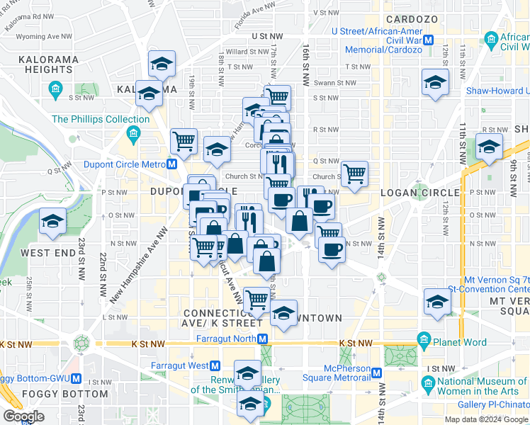 map of restaurants, bars, coffee shops, grocery stores, and more near 101 Independence Avenue Southeast in Washington