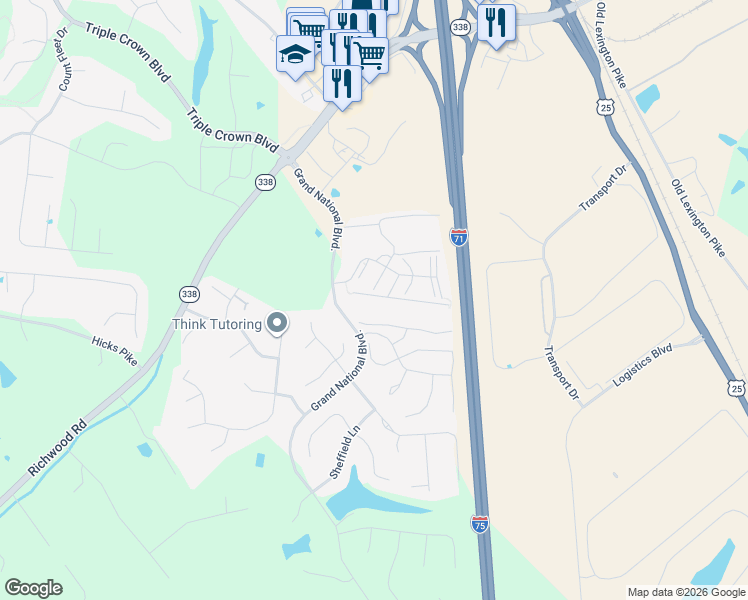 map of restaurants, bars, coffee shops, grocery stores, and more near 257 Trifecta Court in Walton
